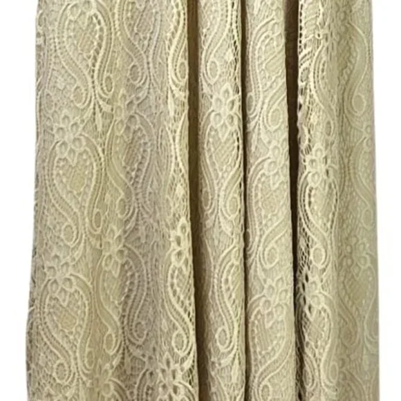 Karen-T Design Womens Lace Maxi Faux-Wrap Dress 2X Beige Long Sleeve Elegant Gow - Picture 5 of 6